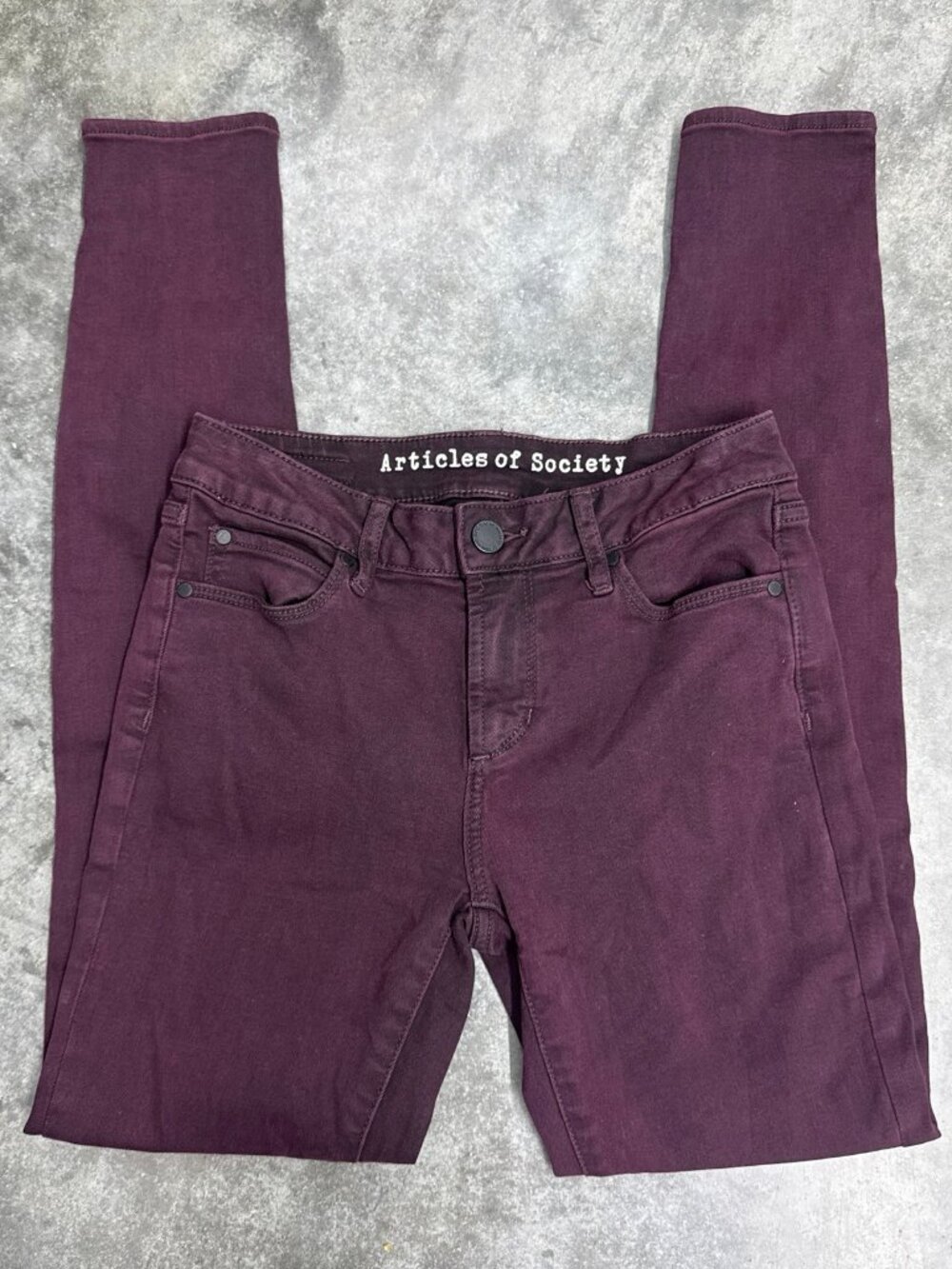 Articles of Society Skinny Jeans Burgundy Stretch Denim Size 25